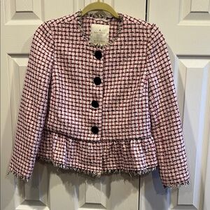 Kate Spade Pink and Black Tweed Blazer